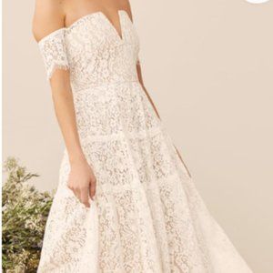White Lace Off the Shoulder Wedding, Bridal Shower, Rehearsal Dress Lulu's